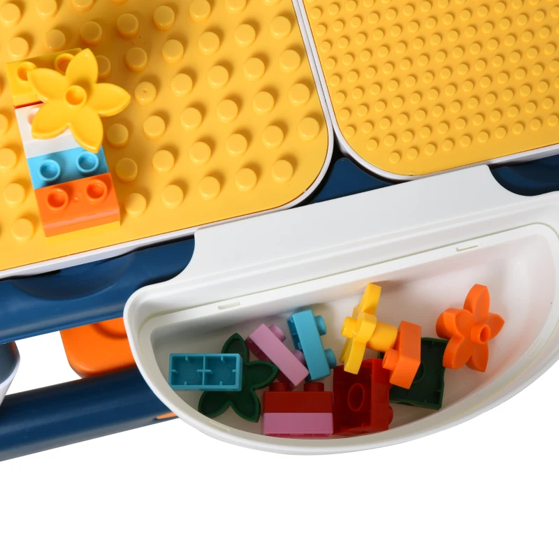 HOMCOM kinderspeeltafel met stoel tafel met opbergruimte 2 in 1 constructietafel