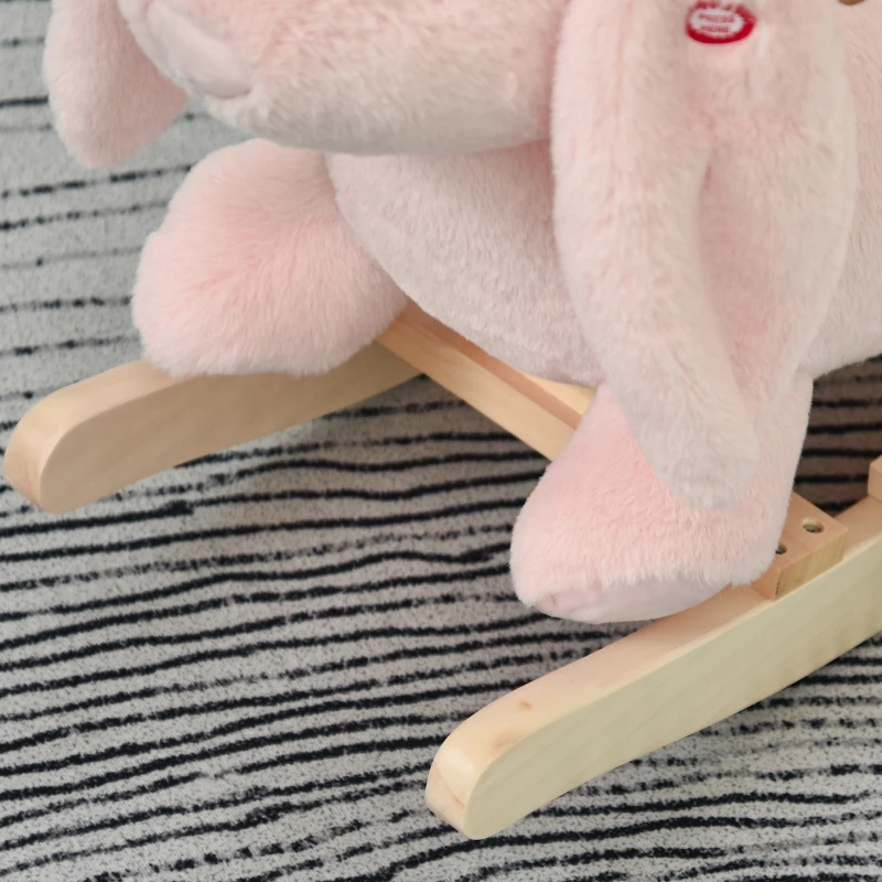 HOMCOM hobbelpaard voor kinderen schommeldier konijn 18-36 maanden pluche roze