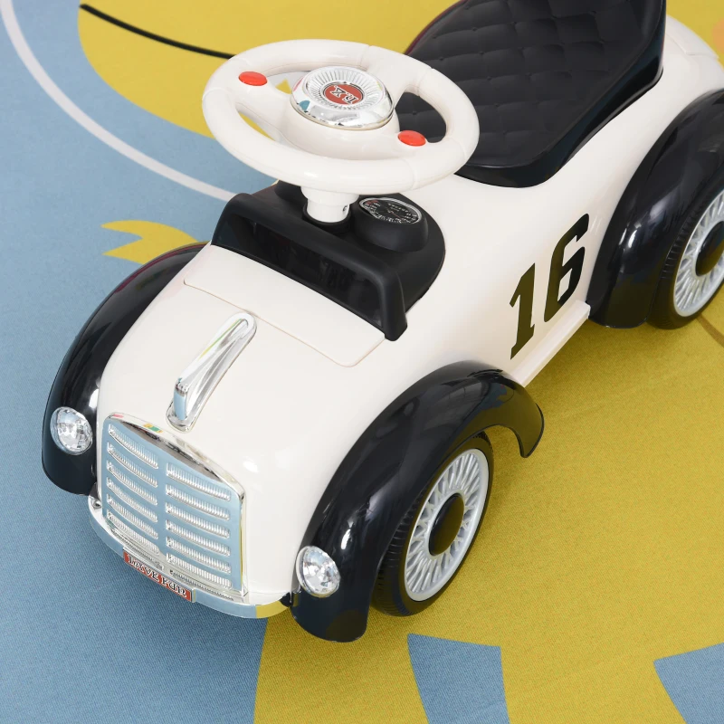 HOMCOM duwauto loopauto kinderauto kindervoertuig met muziek wit