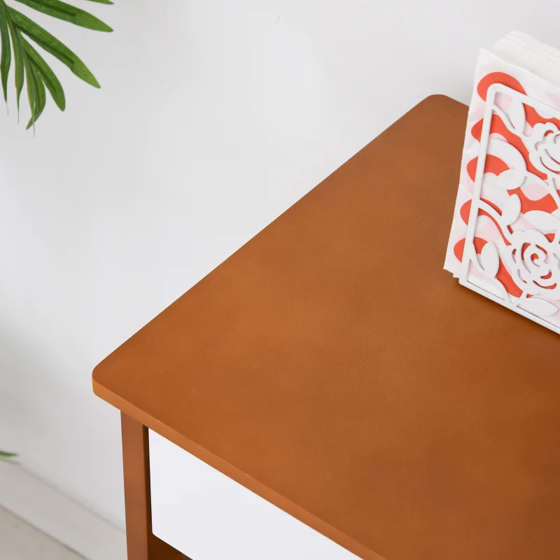 HOMCOM keukentrolley keukenwagen serveerwagen met schuiflade kast wit + bruin