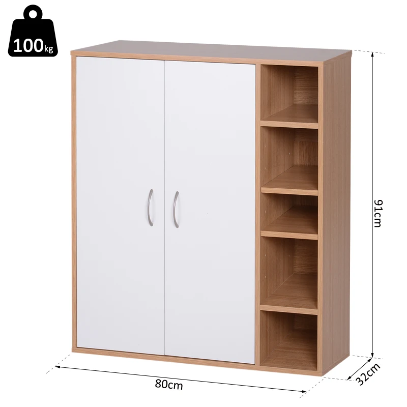 HOMCOM multifunctionele kast vrijstaande stelling staande kast decoratieve kast boekenkast kast hout naturel 80 x 32 x 90,5 cm | Aosom.nl
