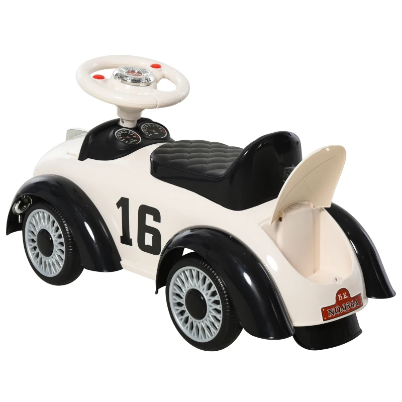 HOMCOM duwauto loopauto kinderauto kindervoertuig met muziek wit