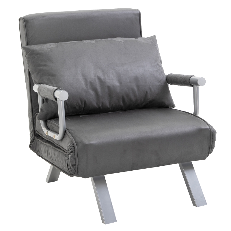 HOMCOM slaapbank met armleuningen slaapfauteuil logeerbed opklapbed chaise longue