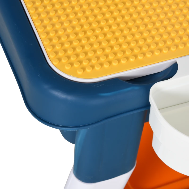 HOMCOM kinderspeeltafel met stoel tafel met opbergruimte 2 in 1 constructietafel