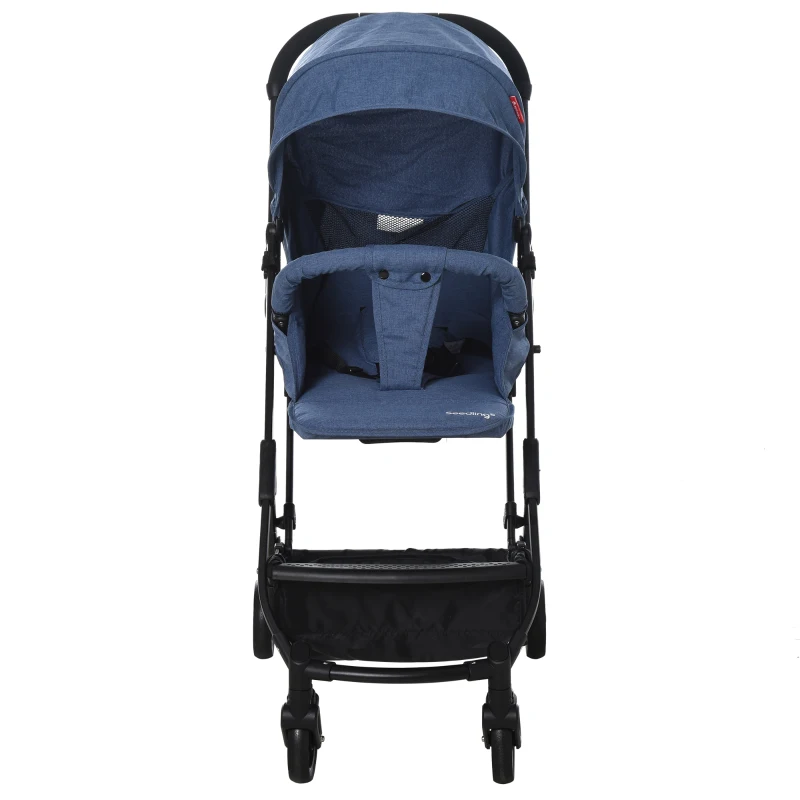 HOMCOM kinderwagen inklapbare buggy babyzitje babybedje 0-36 maanden blauw