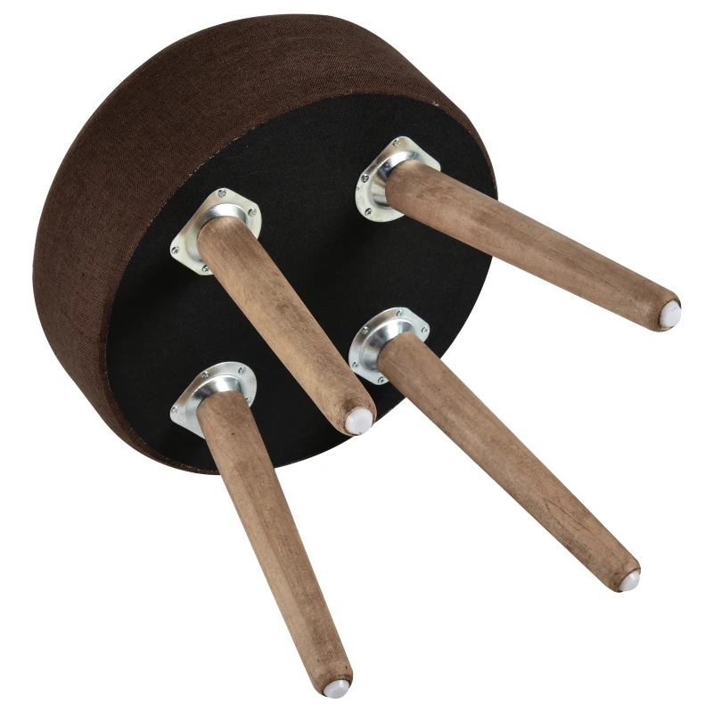 HOMCOM zitkruk poef gewatteerde poef voetbank met houten poten donkerbruin