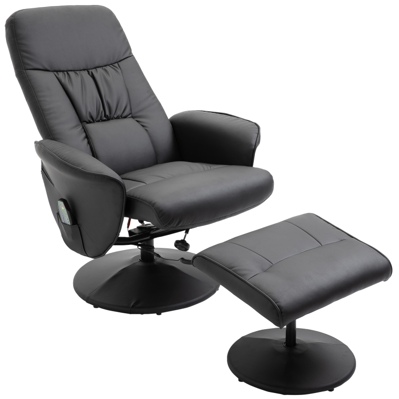 Massagestoel met voetenbank verwarmingsfunctie relaxstoel met 145° helling PU 2 kleuren