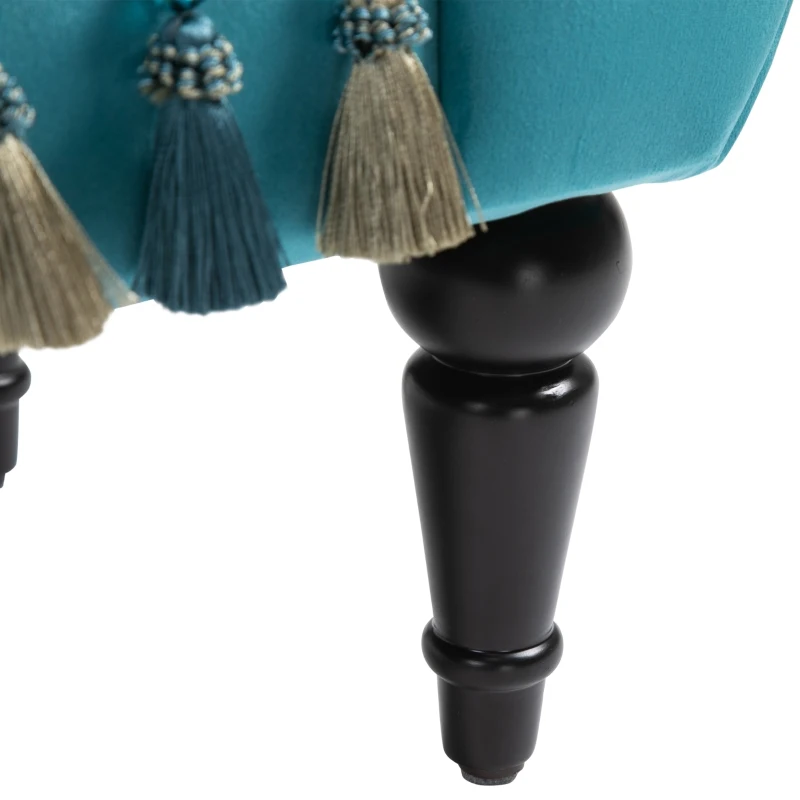 HOMCOM luxe zitbank gestoffeerde bank populierenhout rubber blauw