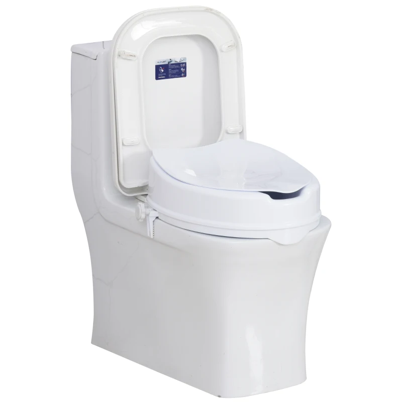 HOMCOM verhoogde toiletbril toiletbevestiging met bril voor senioren PP wit