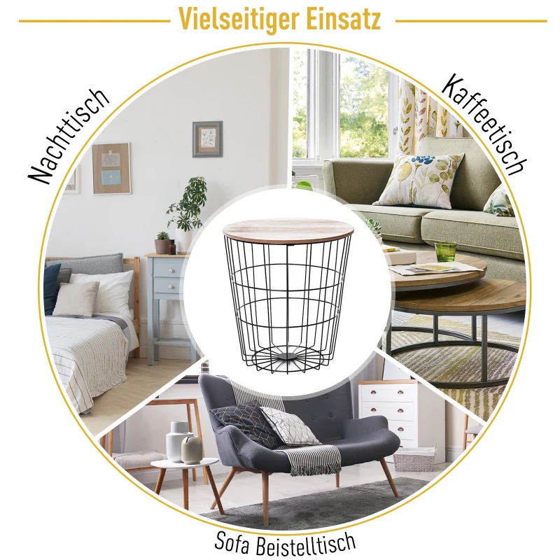 HOMCOM salontafel met opbergruimte bijzettafel nachtkastje salontafel metaal MDF