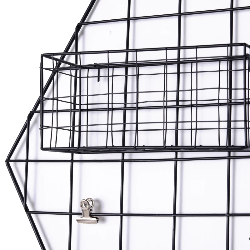 HOMCOM muurraster, fotowand, DIY-decoratie, fotoplank, memobord, metaal, zwart