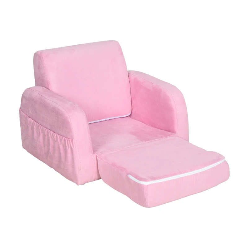 HOMCOM 2-in-1 kinderstoel mini-stoel Kinderbank voor 3-6 jaar 51 x 45 x 38 cm roze
