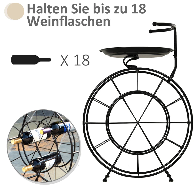 HOMCOM wijnrek wijnfleshouder voor 18 flessen decoratieve vrijstaande stelling metaal