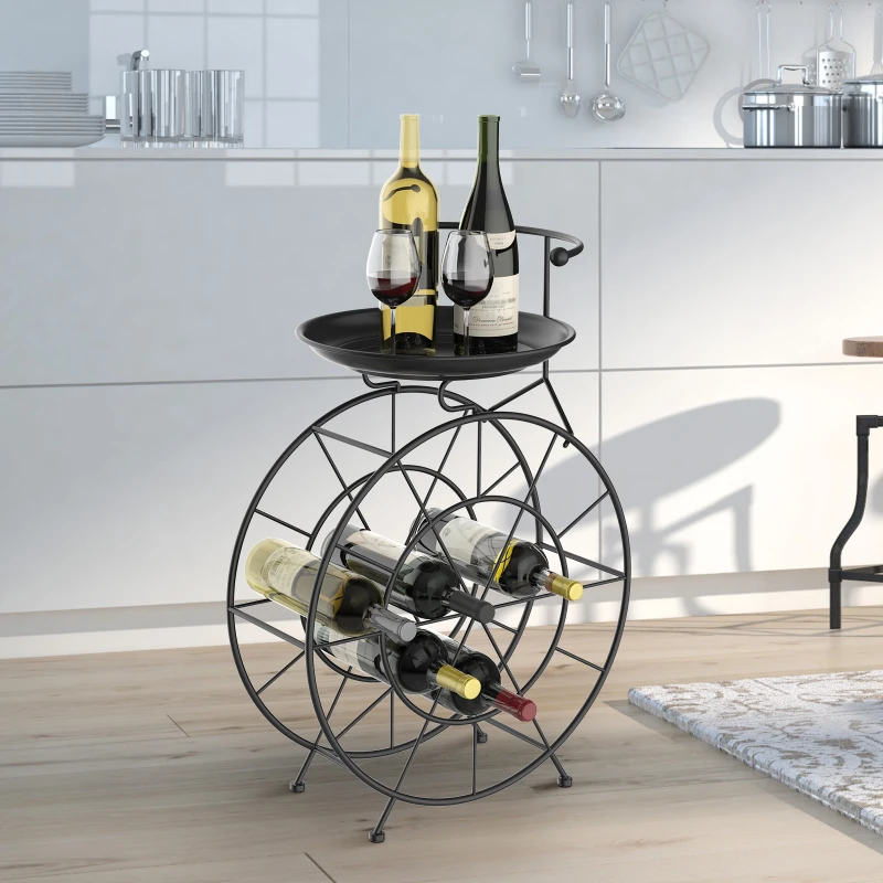 HOMCOM wijnrek wijnfleshouder voor 18 flessen decoratieve vrijstaande stelling metaal