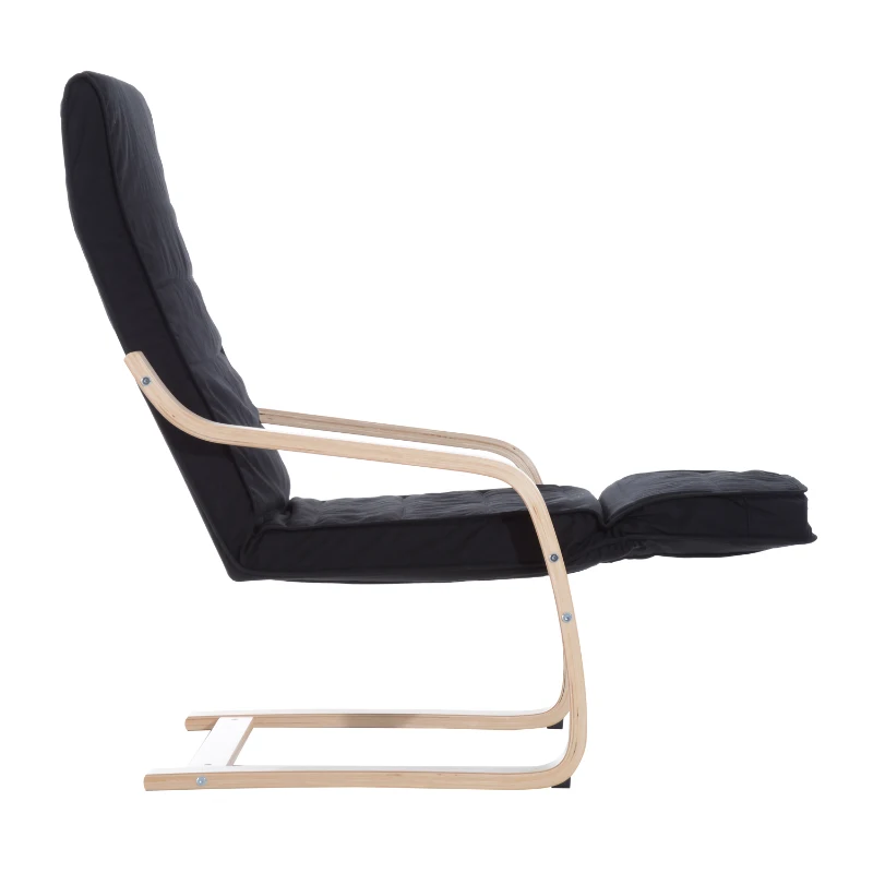 Relaxstoel verstelbare voetensteun ruststoel relaxzetel hoes hout zwart