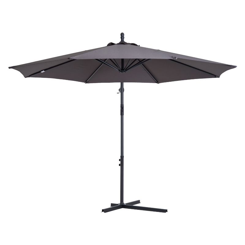 Zonnescherm afneembare parasol, zweefparasol, zwengelparasol met handkruk, grijs