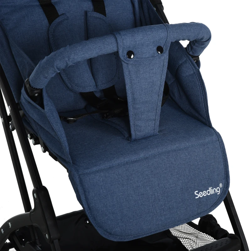 HOMCOM kinderwagen inklapbare buggy babyzitje babybedje 0-36 maanden blauw