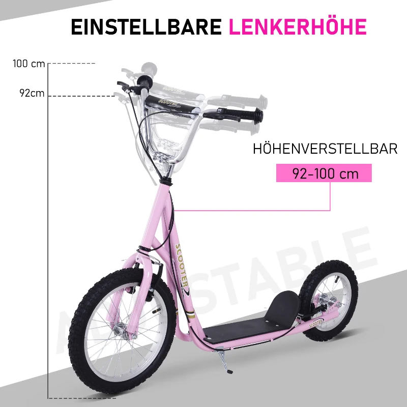 HOMCOM Step scooter (16/12 inch) stadsscooter kinderen meisjes step roze aluminium