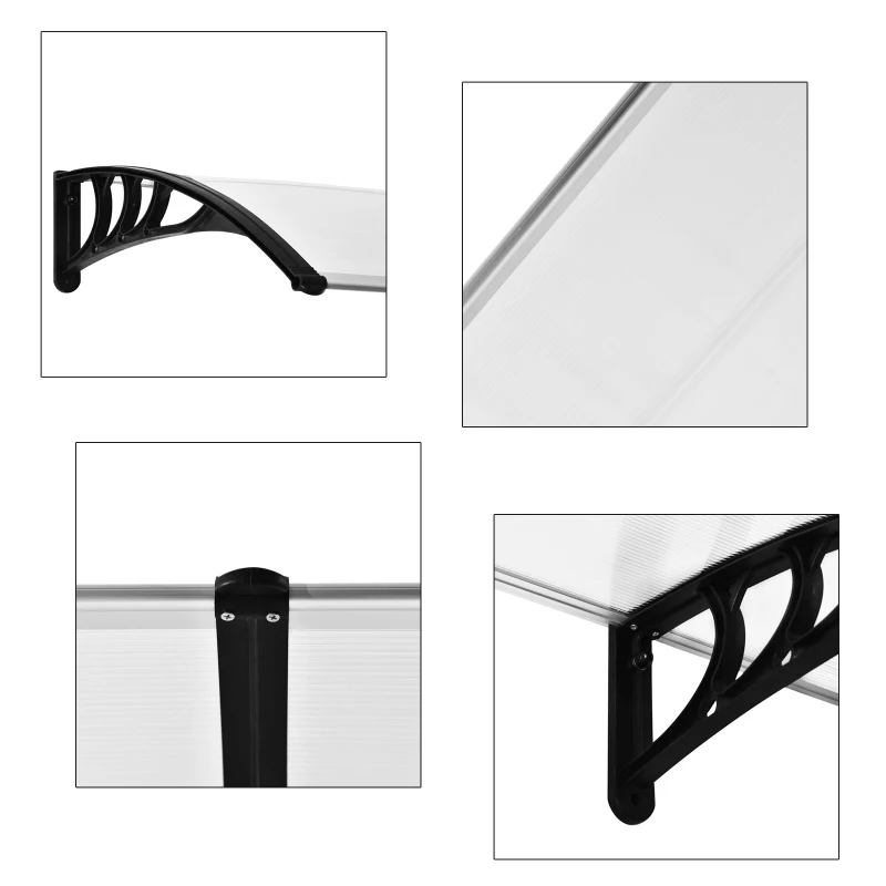 Outsunny Schuurluifel voor voordeur 80 x 195 x 23 cm 5 mm polycarbonaat aluminium transparant