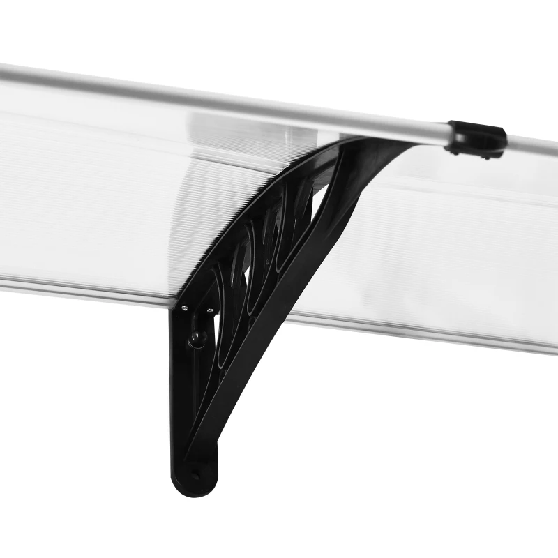 Outsunny Schuurluifel voor voordeur 80 x 195 x 23 cm 5 mm polycarbonaat aluminium transparant