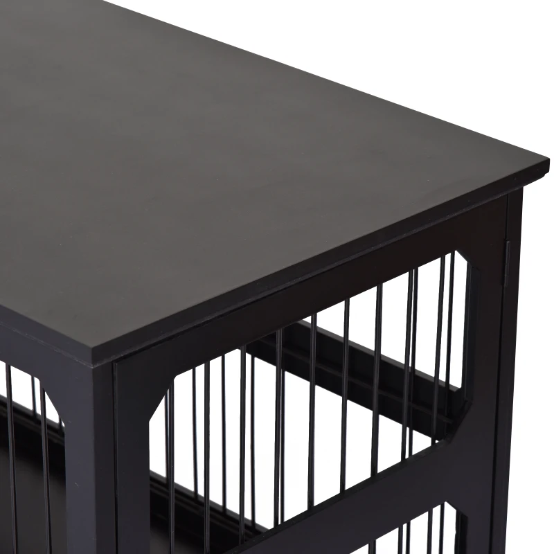 Hondenkooi dierenkooi gemaakt van MDF en metaal hondenbox moderne stijl zwart