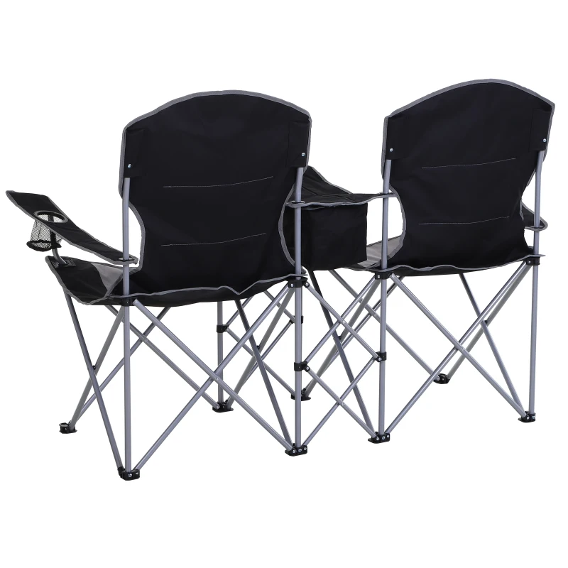 Dubbele campingstoel klapstoel met bekerhouder en vak voor koelelement armsteun Oxford