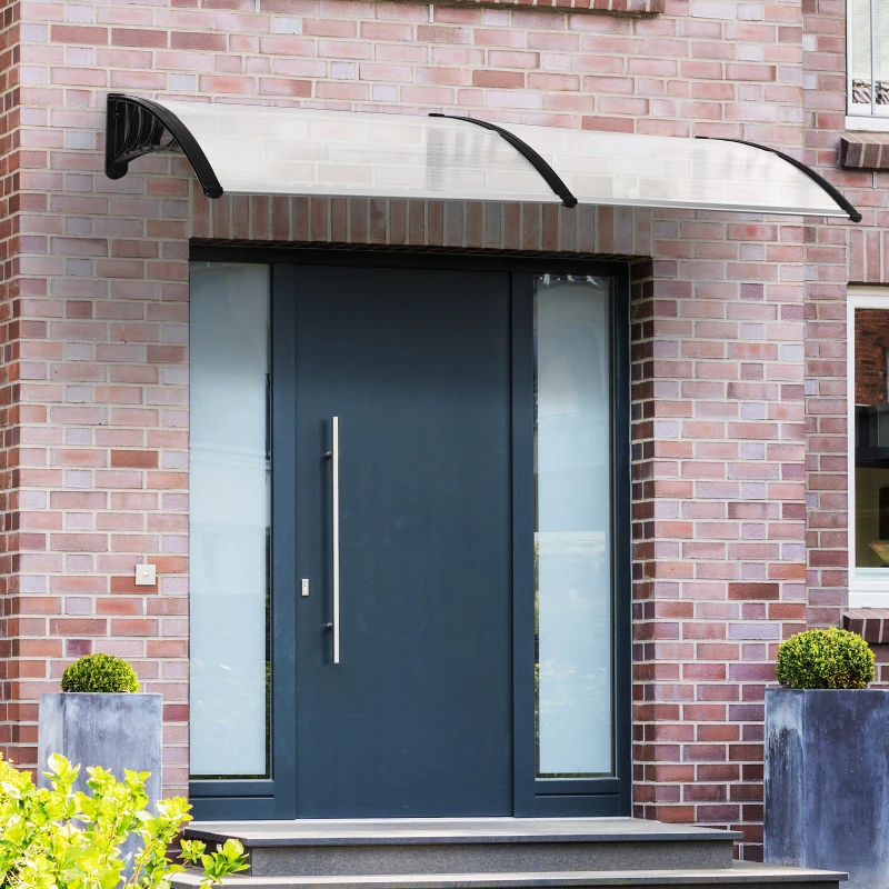 Outsunny Schuurluifel voor voordeur 80 x 195 x 23 cm 5 mm polycarbonaat aluminium transparant