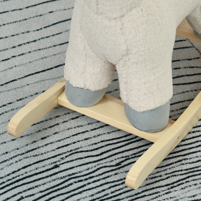 Schommelpaard voor kinderen schommeldier voor 18-36 maanden creme wit