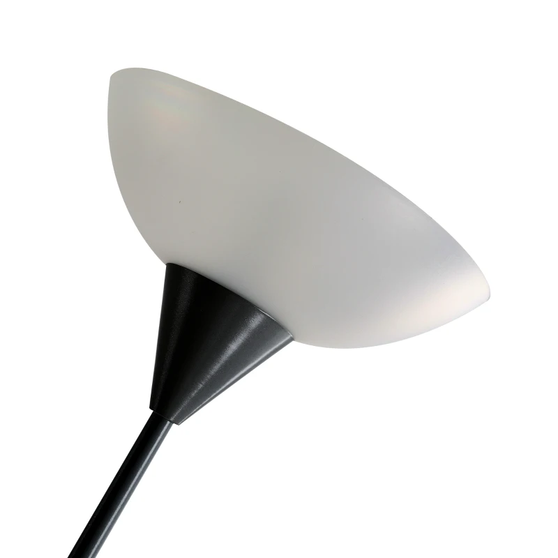 HOMCOM moderne staande lamp 2 koppen verstelbare leeslamp, vloerlamp, ontwerp met dubbele kop en stalen voet, zilver, wit, 28 x 28 x 179,5 cm