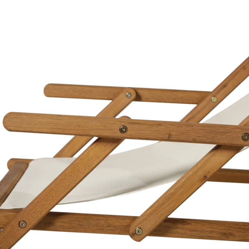 Outsunny Ligstoel ligbank voor buiten ligbed relaxstoel verstelbaar met zonnedak acacia