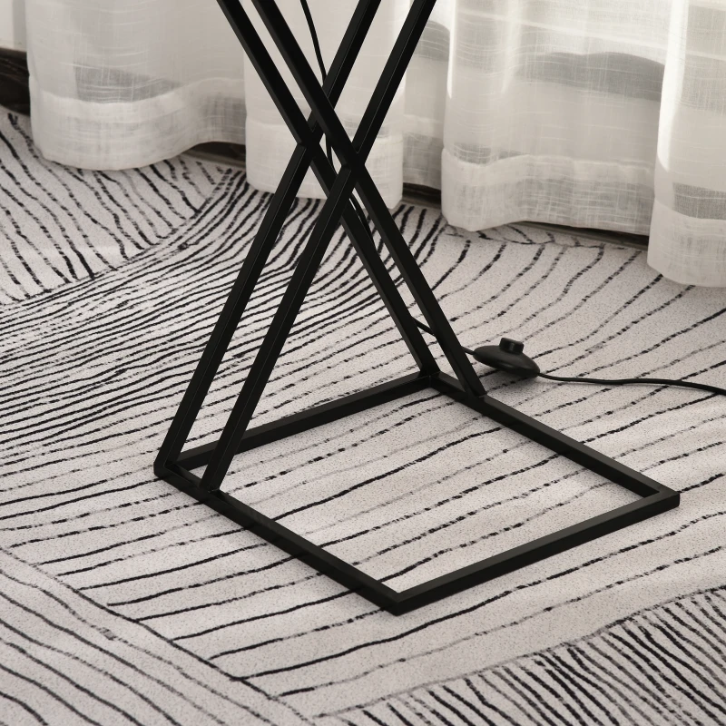 HOMCOM Staande lamp vloerlamp met opbergplank, grenenhout + staal, 36 x 36 x 165 cm (bruin + grijs + zwart) | Aosom.de