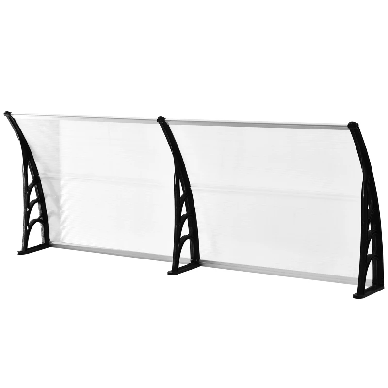 Outsunny Schuurluifel voor voordeur 80 x 195 x 23 cm 5 mm polycarbonaat aluminium transparant