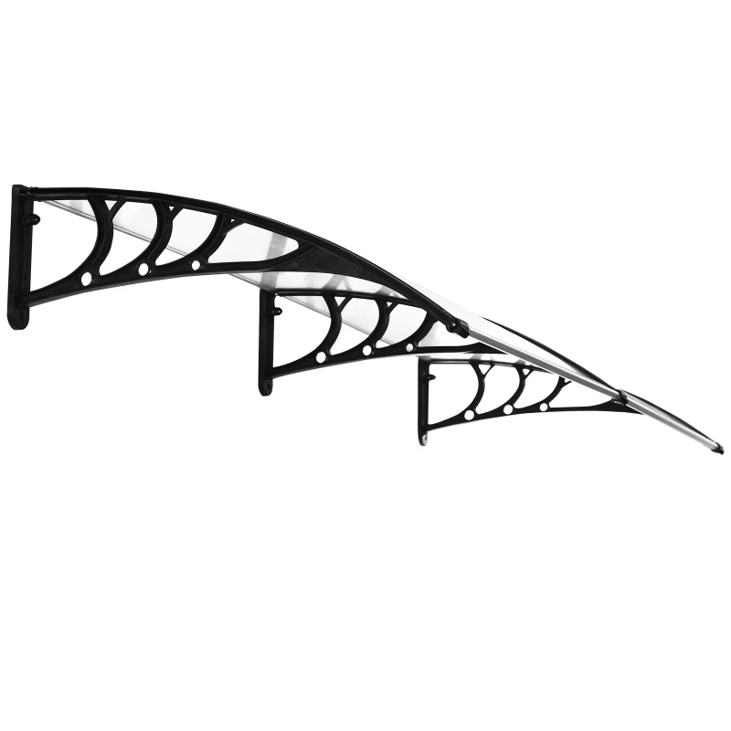 Outsunny Schuurluifel voor voordeur 80 x 195 x 23 cm 5 mm polycarbonaat aluminium transparant