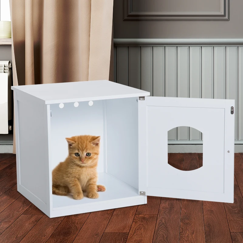 Kattenhuis voor kattenbed, kattentoilet kattenkast kattenbak MDF wit