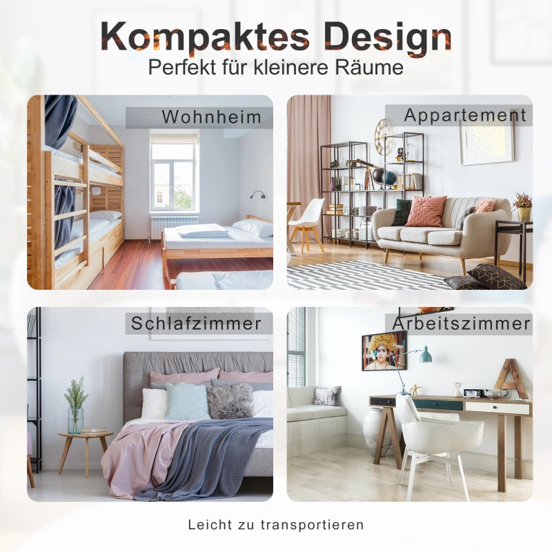 HOMCOM Elektrische kachel 1200 W elektrische staande kachel met vlameffect zwart(m-5)