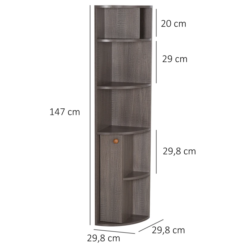 Boekenkast hoek meerdere niveaus vrijstaande stelling woonkamerrek spaanplaat grijs