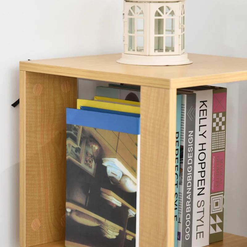 Boekenrek decoratieve plank met 4 niveaus vrijstaande stelling voor presentatie van natuurlijke spaanplaat