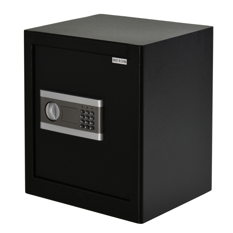 HOMCOM Safe, kluis, meubelkluis, met elektronisch slot, staal, zwart + zilver, 38 x 31 x 42,7 cm safe meubelkluis elektronisch slot staal zwart 38 x 31 x 42,7 | Aosom.de
