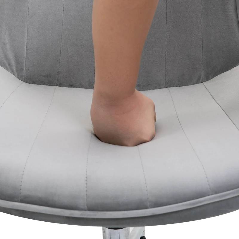 HOMCOM bureaustoel draaistoel bureaustoel in hoogte verstelbaar 360 ° draaibaar fluweel 52,5 x 60 x 82-91 cm, Grijs