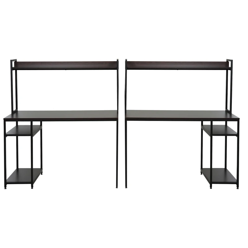 Computertafels met stelling set van 2 bureaus werktafels laptoptafels zwart