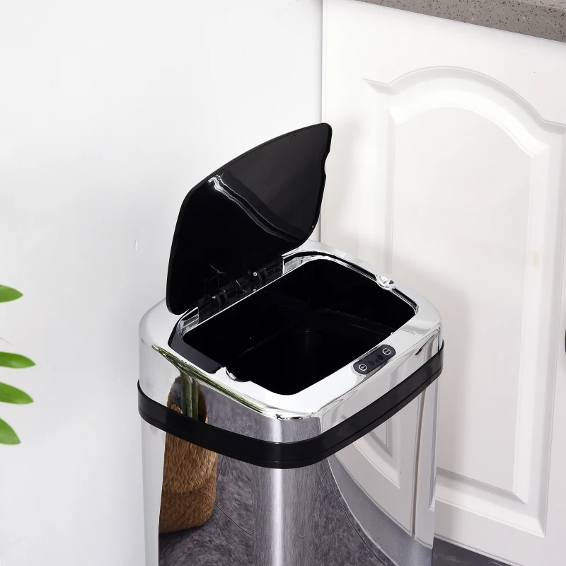 HOMCOM vuilnisemmer rvs automatische sensor 30 l afvalemmer IR-sensor (vierkant) 30 l/ vierkant met/zonder binnenemmer rond vierkant 30 l / 50 l (30 l/vierkant)