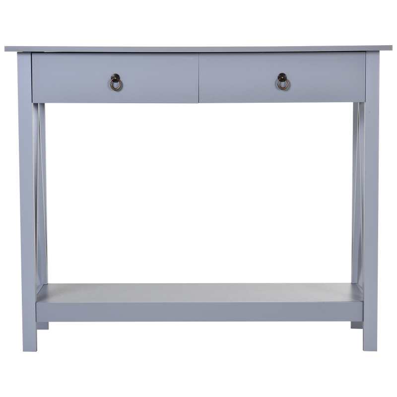 Consoletafel bijzettafel met 2 schuiflades dressoir entree massief hout grijs