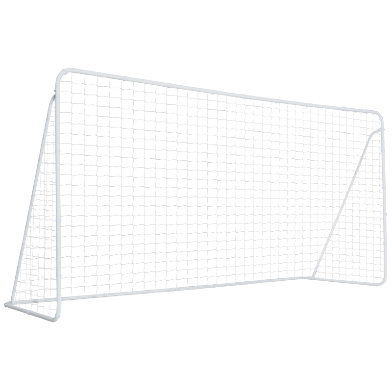 Voetbaldoel met PE-net wit metaal + PE-net 366 x 183 x 122 cm