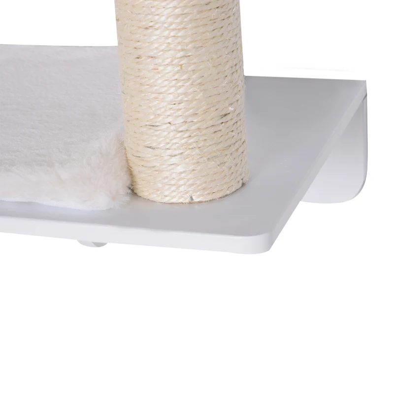 PawHut krabpaal, kattenplank, kattenboom, kattenligplaats, wandmontage, pluchen bekleding MDF