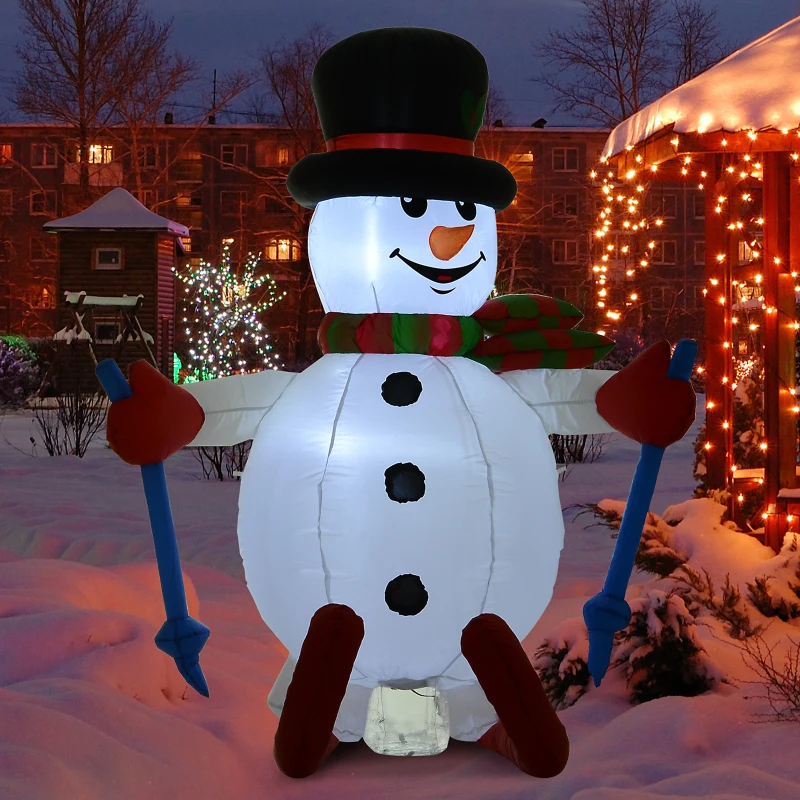HOMCOM Opblaasbare skisneeuwman met ledverlichting