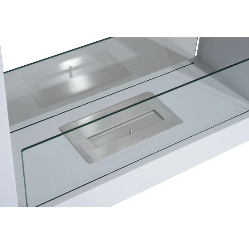 HOMCOM® Bio-ethanol kachel | Staal, roestvrij staal, gehard glas | 78 x 25 x 58 cm | Wit | Aosom.de