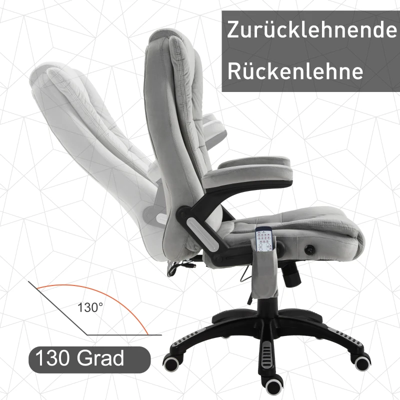 Vinsetto Massagestoel in hoogte verstelbare bureaustoel met massagefunctie relaxstoel grijs(m-5)