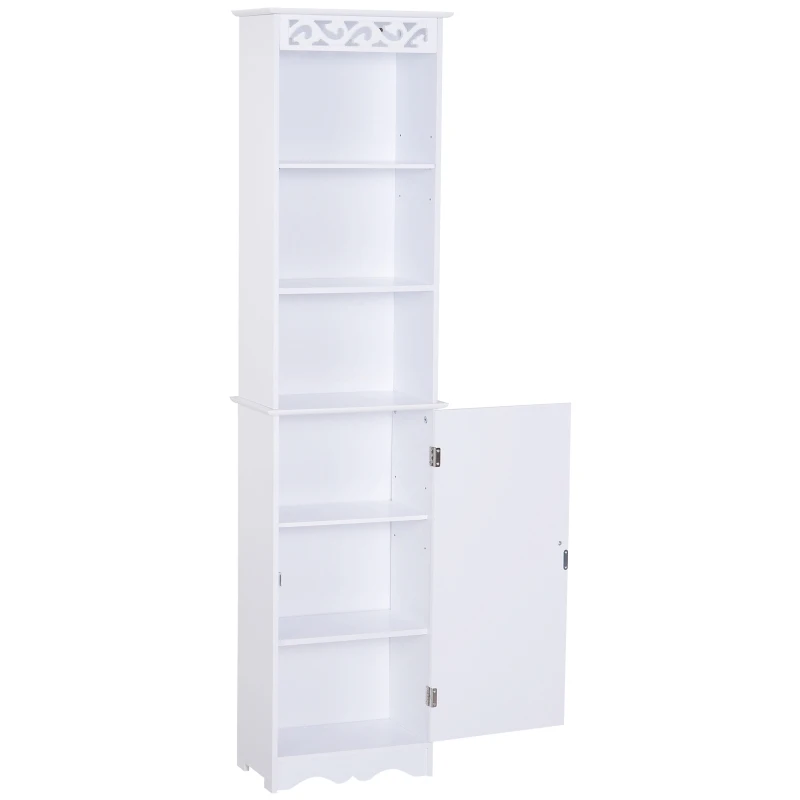 HOMCOM Badkamerkast linnenkast vrijstaande stelling opbergruimte 6 vakken MDF