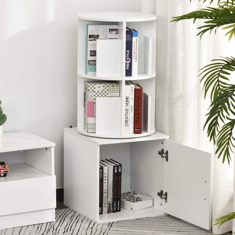 Boekenrek 2-in-1 vrijstaande stelling roterend rek 360 ° draaibaar verwijderbaar wit