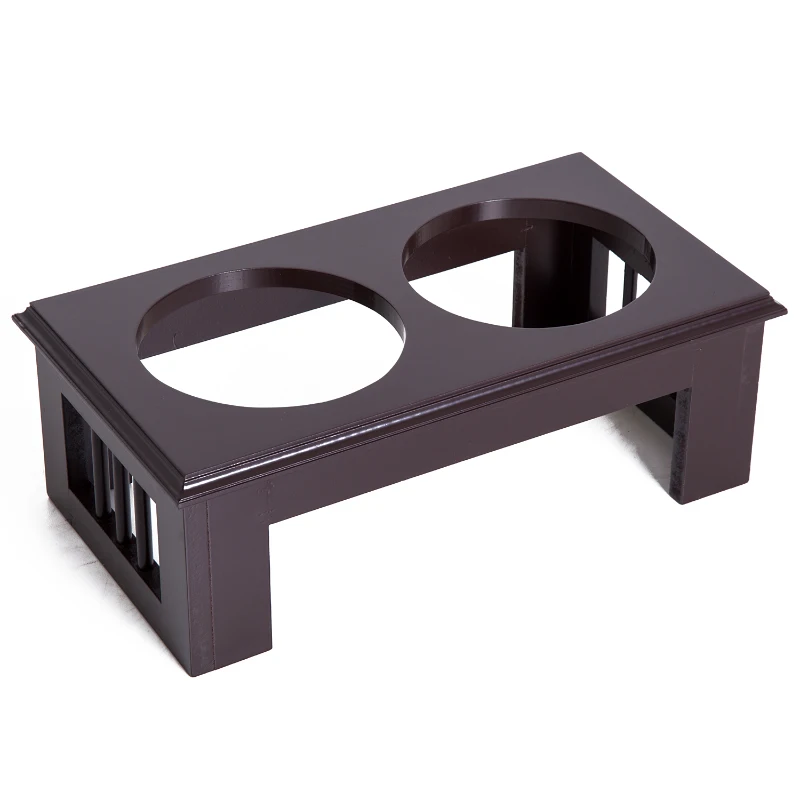 PawHut Voerbak voederbak hondenbak verhoogd 2 bakken katten MDF rvs